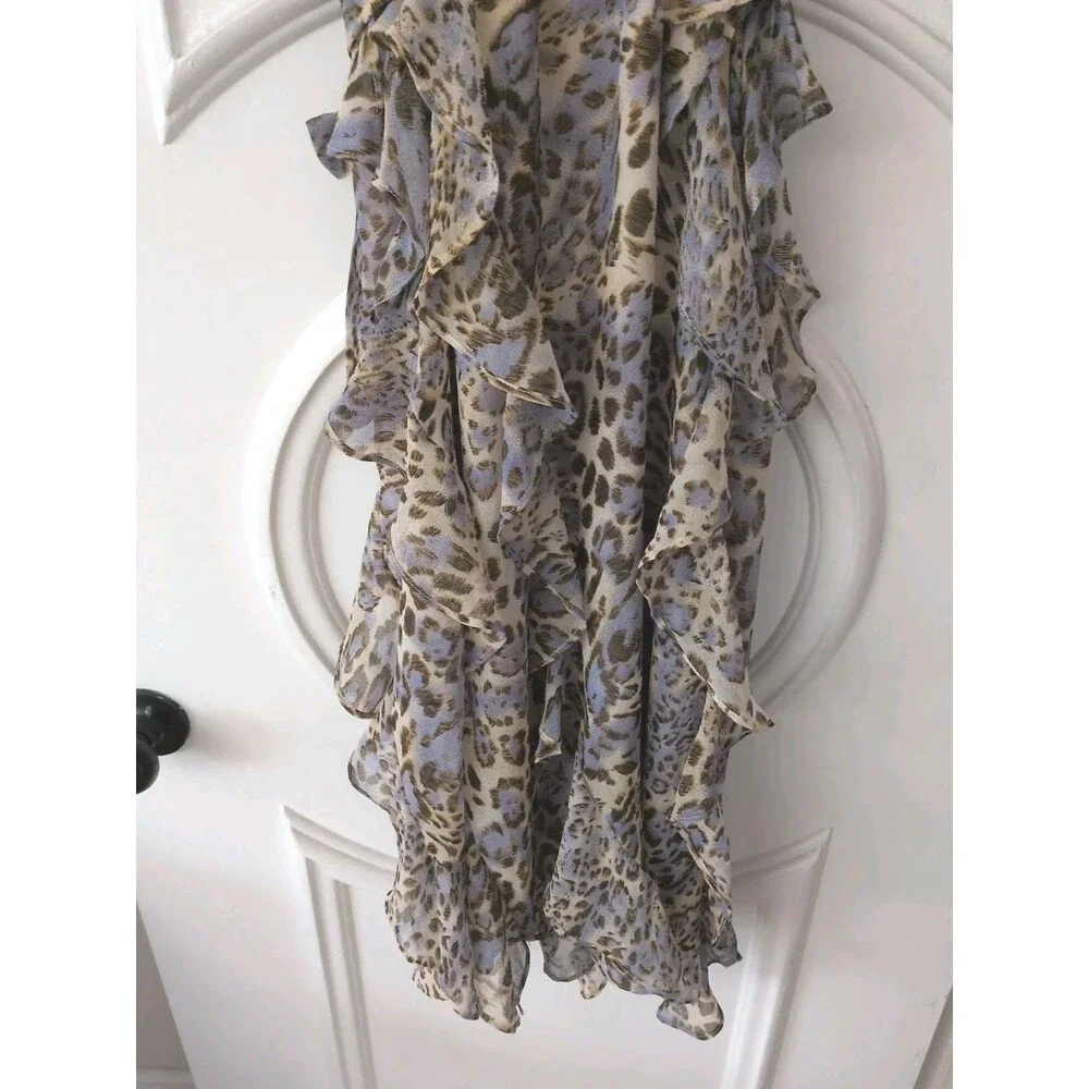 Bardot Junior Girls 10 Midi Tiered Chiffon Dress Animal Print Ruffled Straps/Tie
